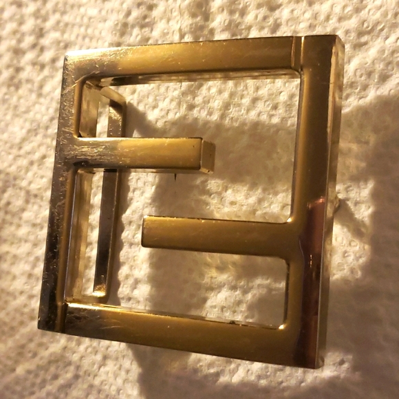 AUTHENTIC Fendi Wide Logo Brass Belt Buckle. 2.25. main image 5